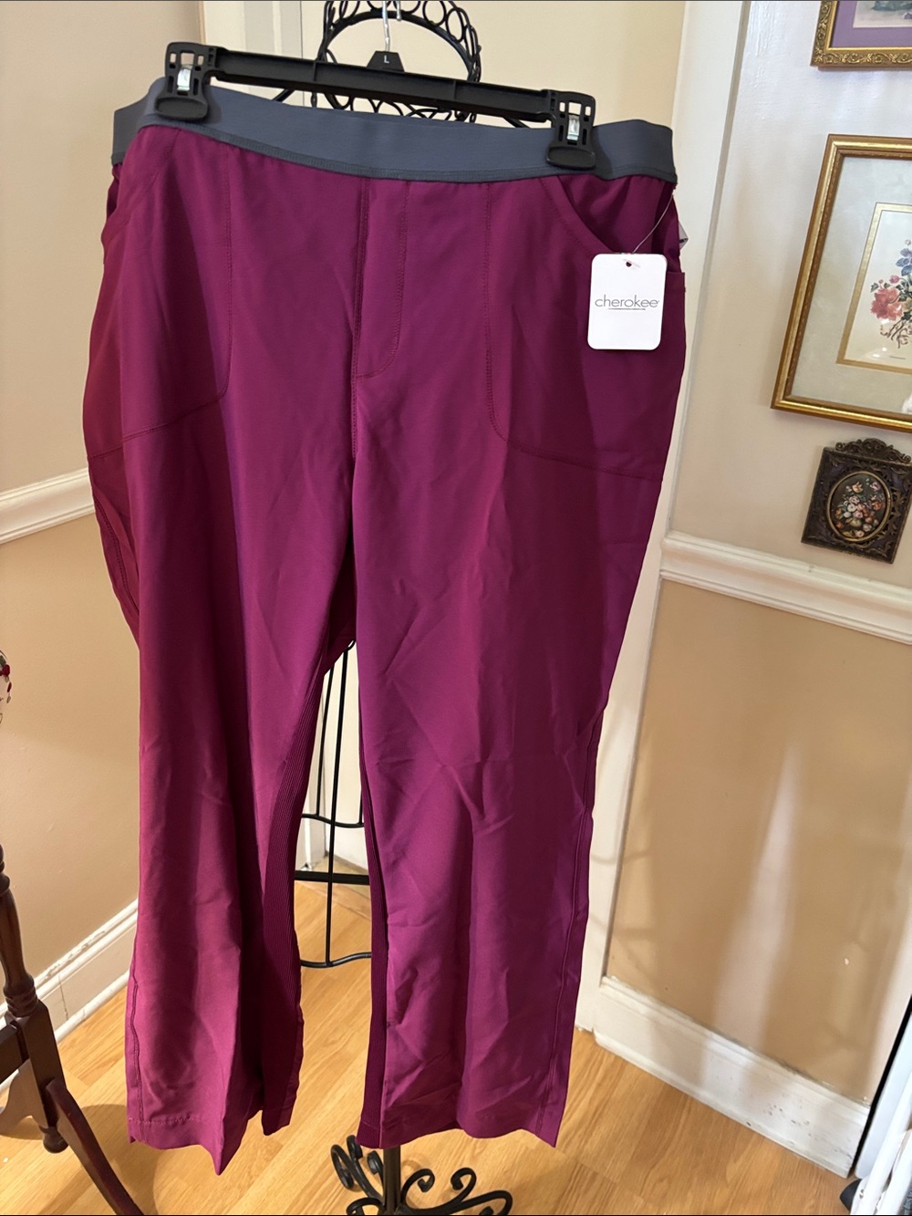 Cherokee Straight Leg Scrub Pants in Berry Plum